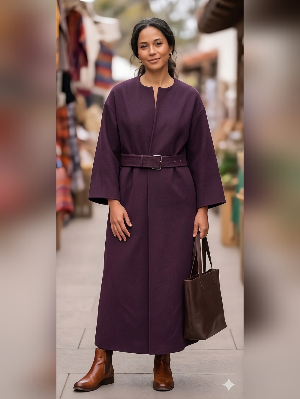 Christian Dior Double Faced Wool Cashmere Belted Coat Bordeaux FR 36/US 4